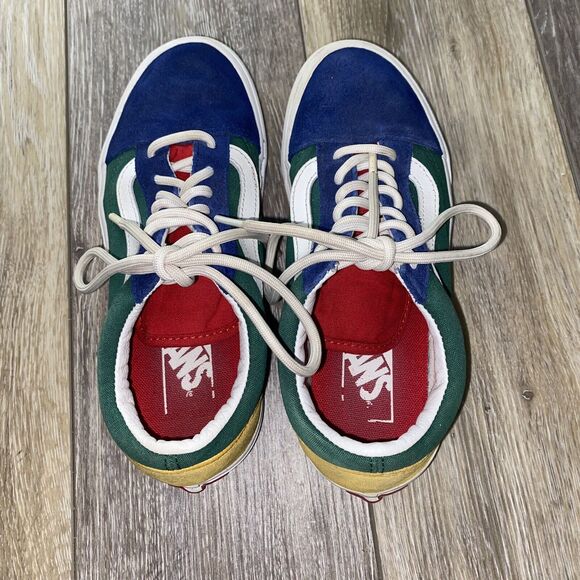 Vans Old Skool Size Mens 4.5 / Women’s 6 Blue Yellow Green Suede Sneaker Shoes - Picture 7 of 10